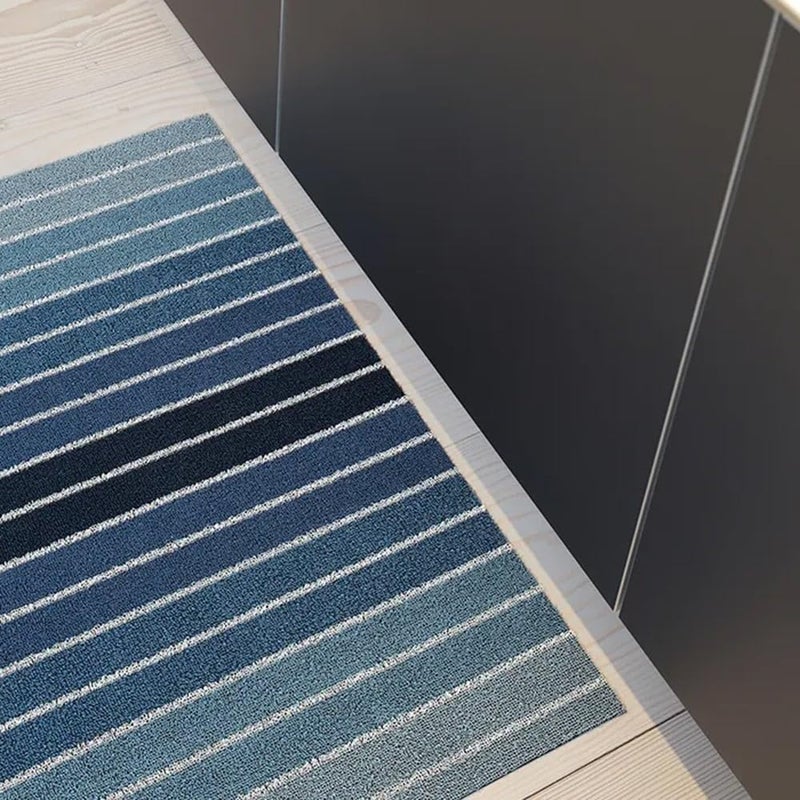 Chilewich Block Stripe Shag Doormat, Denim - Image 3